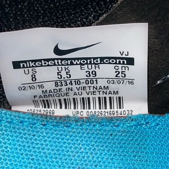 Nike Free Transform Flyknit Black Blue Striped Athletic Gym Shoes Trainers Sz 8 - Picture 8 of 14